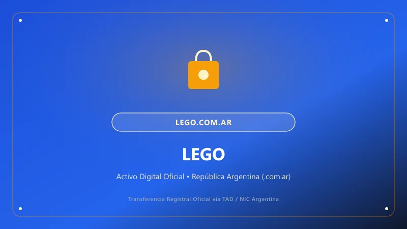Identidad visual y presentación comercial del nombre de dominio lego.com.ar en venta